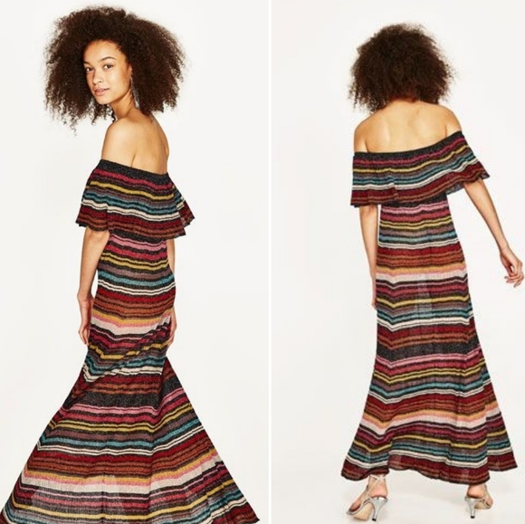 Zara | Multicoloured Striped Knit Maxi Dress - Picture 10 of 13